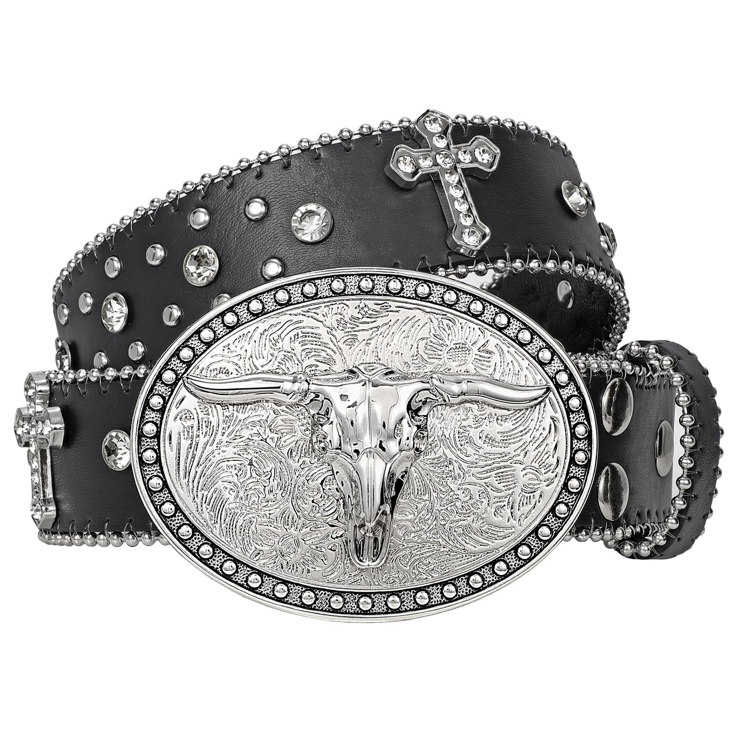 Cowboy Cowgirl Belts for Women Men Western Belts Punk Goth Belt PU Leather Belt With Western Buckle