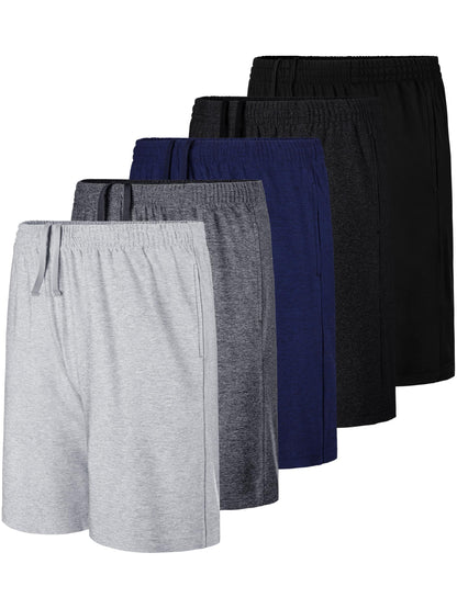 QWE 5 Pack Boys Athletic Shorts Kids Youth Basketball with Pockets Dry-Fit Active Soccer Gym Shorts