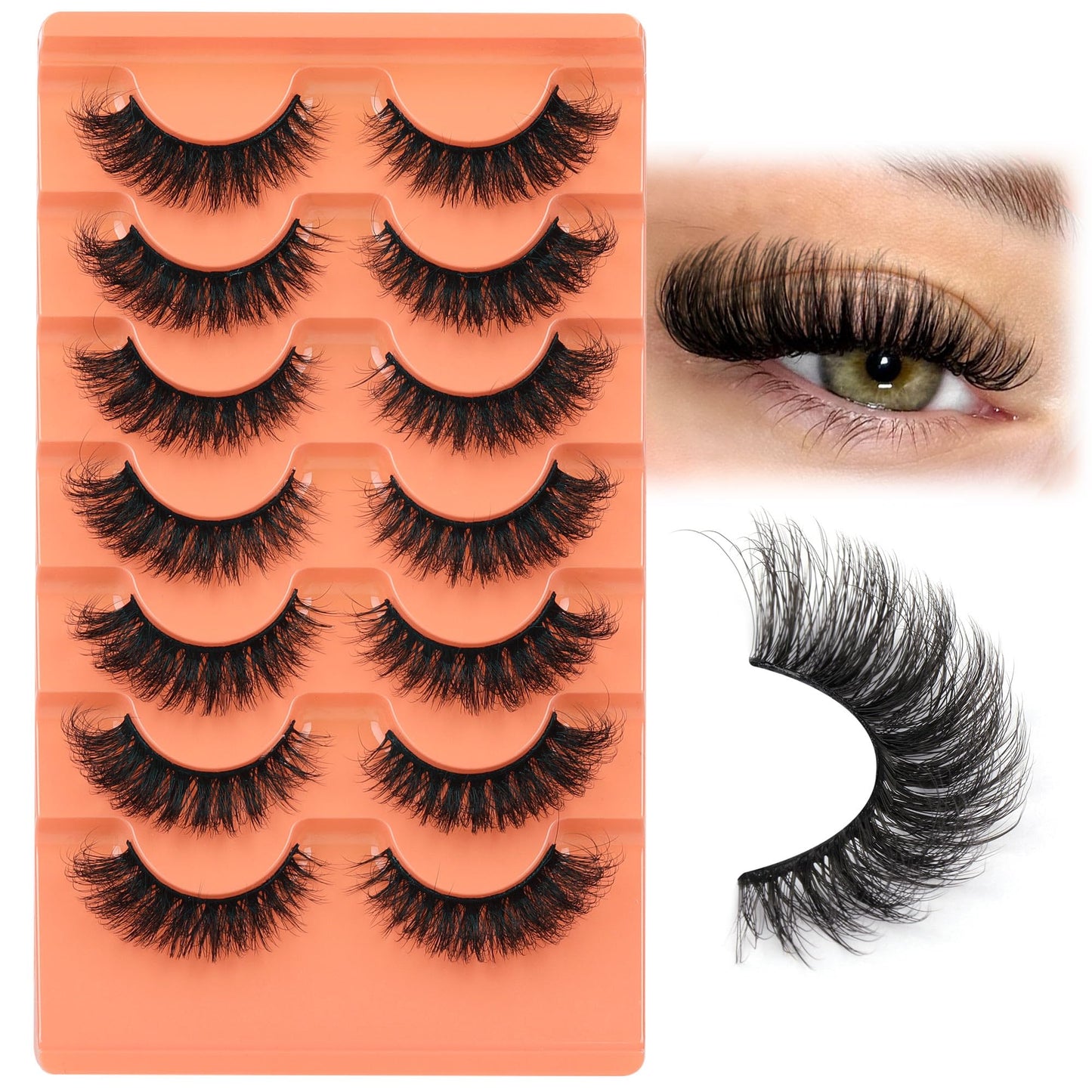 Mink Lashes Full Volume False Eyelashes 18mm Dramatic Faux Mink Eyelashes Natural Look Cat Eye Volume Eye Lashes Multipack by Focipeysa
