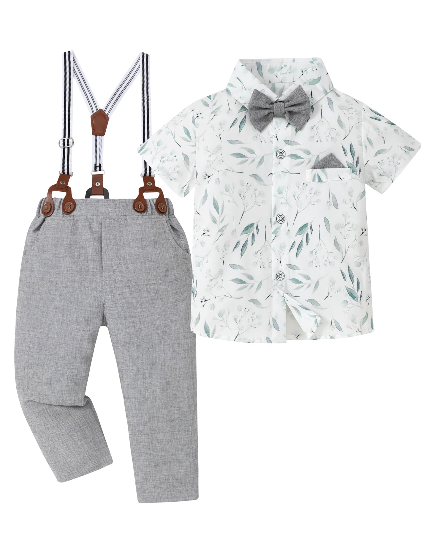 DISAUR Baby Boy Clothes Suits Toddler Dress Shirt With Bowtie Suspender Pants Outfit Sets Gentleman Wedding 1-6 Years