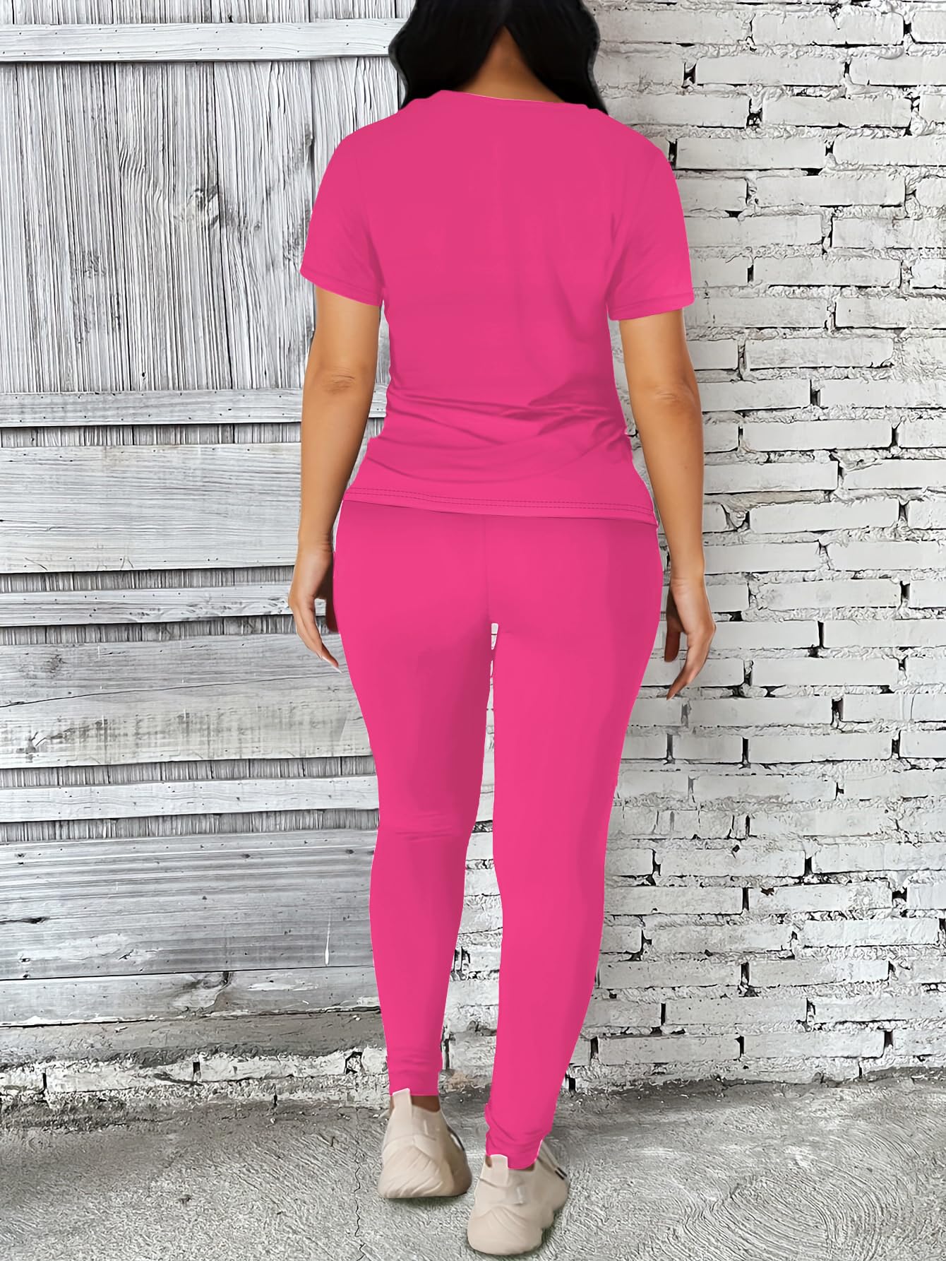 Nimsruc Women 2 Piece Outfits Summer Lounge Set Matching Jogger Sets Short Sleeve Tracksuit Loungewear Sweatsuits