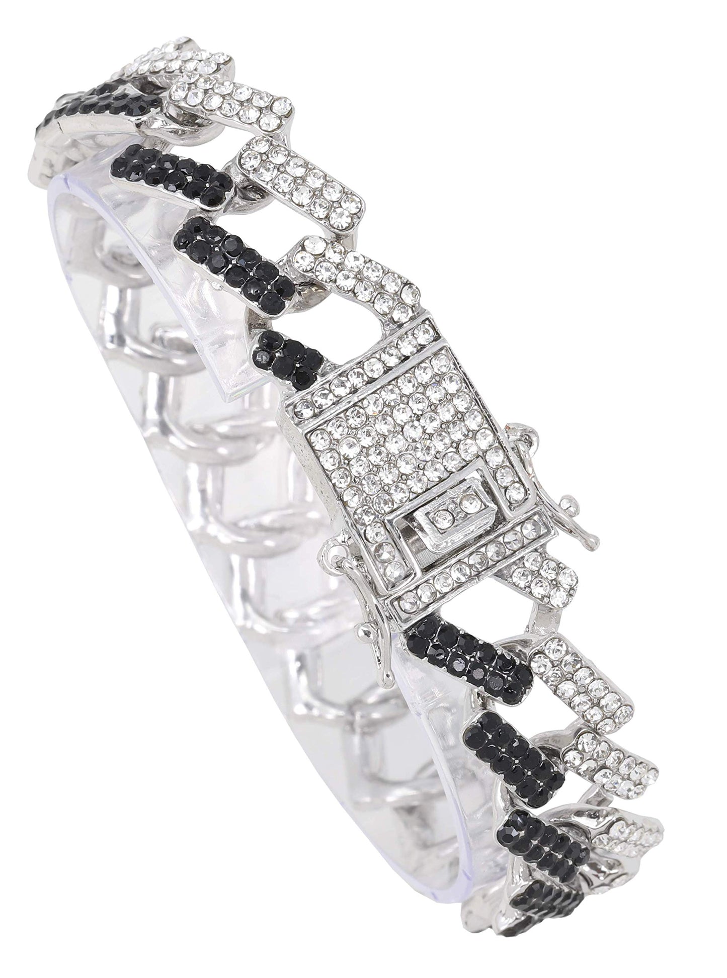 Charles Raymond Bling-ed Out Silver Round Luxury Mens Watch w/Bling-ed Out Bracelet - L0504B