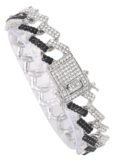 Charles Raymond Bling-ed Out Silver Round Luxury Mens Watch w/Bling-ed Out Bracelet - L0504B