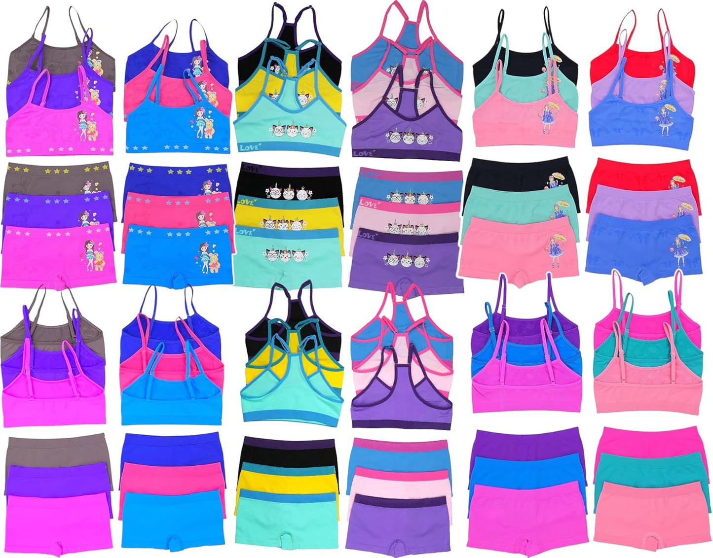 ToBeInStyle Girls' Pack of 12 Mystery - 6 Cami or Racerback Tops & 6 Matching Bottoms Sets