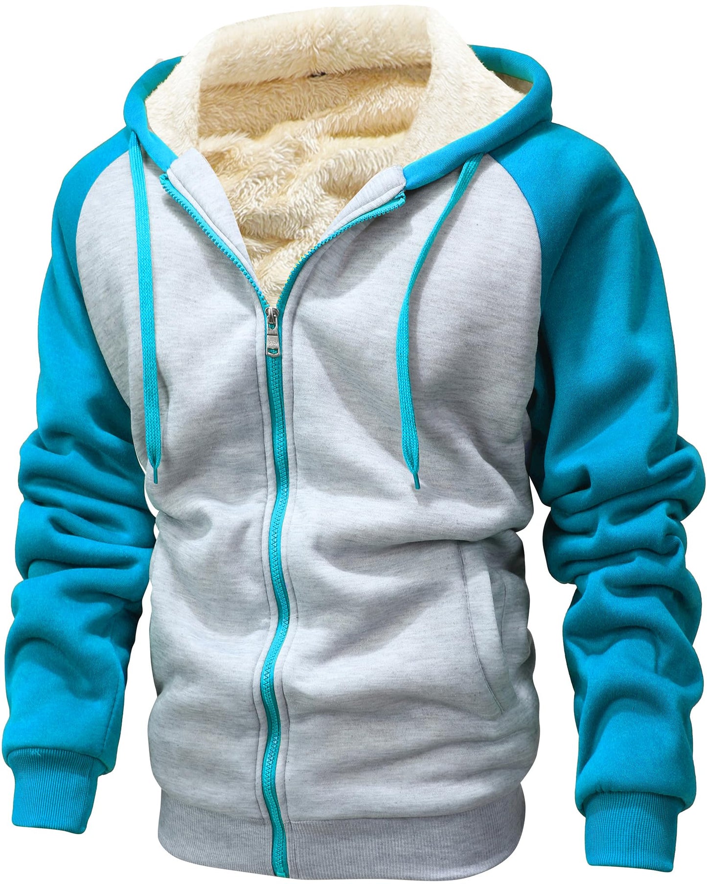 GXAMOY Men's Winter Fleece Hoodies for Men Heavyweight Warm Thick Full Zip Up Sweatshirt Outerwear