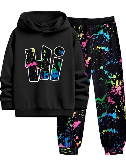 Boys Clothes Camo Boys Outfits Letter Printing Pullover Hoodie and Pants 2Pcs Winter Kids Clothes Boys for 7-14 Years