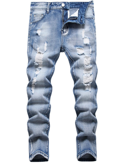 Boy's Skinny Fit Comfy Jeans Ripped Destroyed Distressed Stylish Slim Washed Denim Jeans Pants