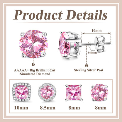 MILACOLATO Cubic Zirconia Stud Earrings for Women Men | 18K Gold Plated Hypoallergenic Sterling Silver Post Earrings | Big Brilliant Simulated Diamond CZ Halo Stud Earrings for Sensitive Ears