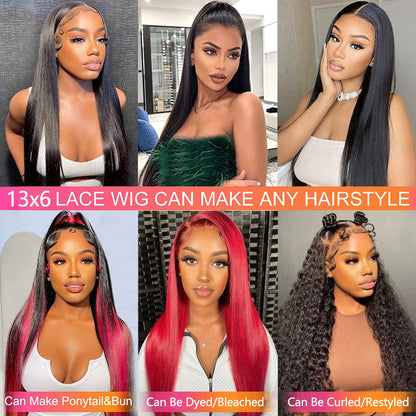13x6 Straight Lace Front Wigs Human Hair 200 Density HD Transparent Lace Frontal Human Hair Wigs for Women Glueless Wigs Human Hair Pre Plucked 28 Inch
