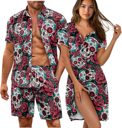 His and Her Pajamas for Couples Set Plus Size Button Down Pjs Nightgown Sleepwear Lounge Sets
