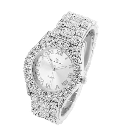 Charles Raymond Women's Big Rocks Bezel Colored Dial with Roman Numerals Fully Iced Out Watch - ST10327LA