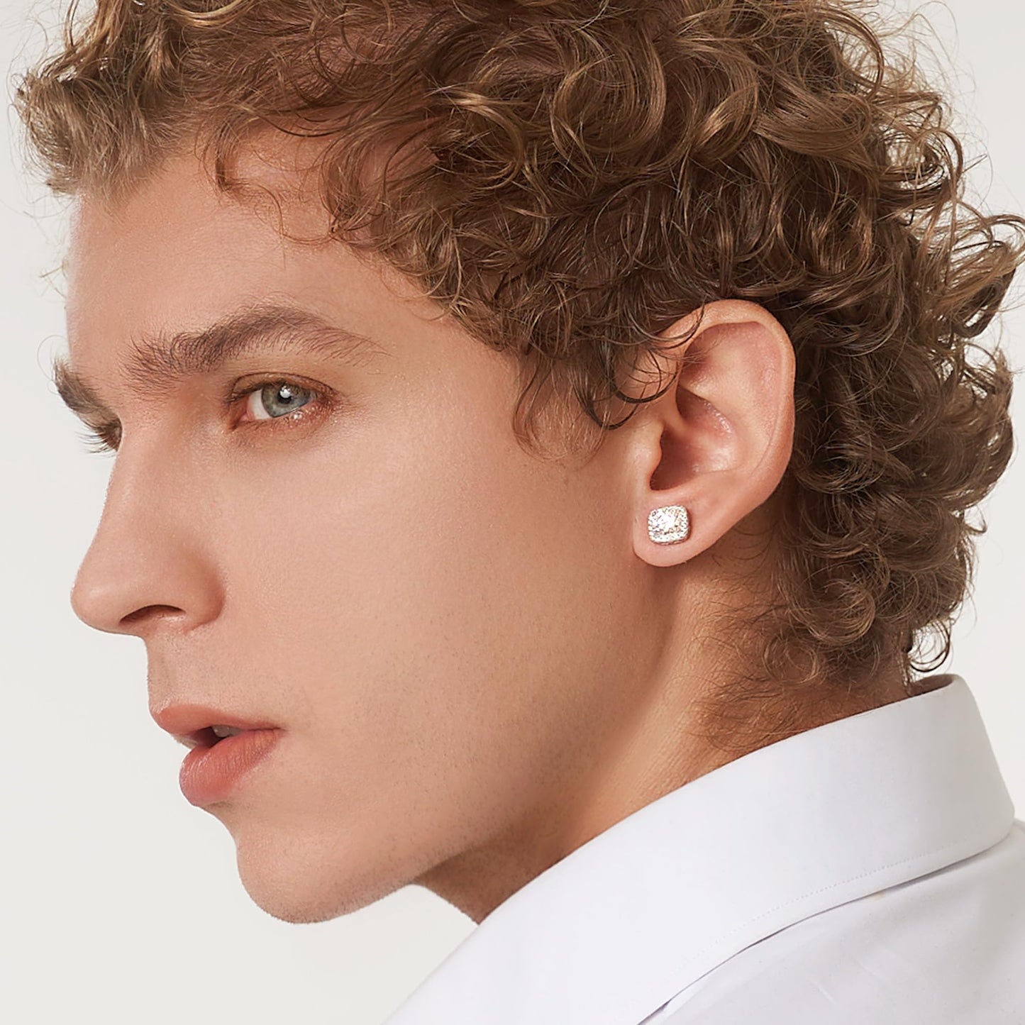 Moissanite Stud Earrings, VVSI Quality D Color Round Cut, Lab Created 925 Sterling Silver with 18K White Gold Plated, Double Halo Design – Idea Gift for Women Men