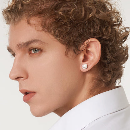 Moissanite Stud Earrings, VVSI Quality D Color Round Cut, Lab Created 925 Sterling Silver with 18K White Gold Plated, Double Halo Design – Idea Gift for Women Men