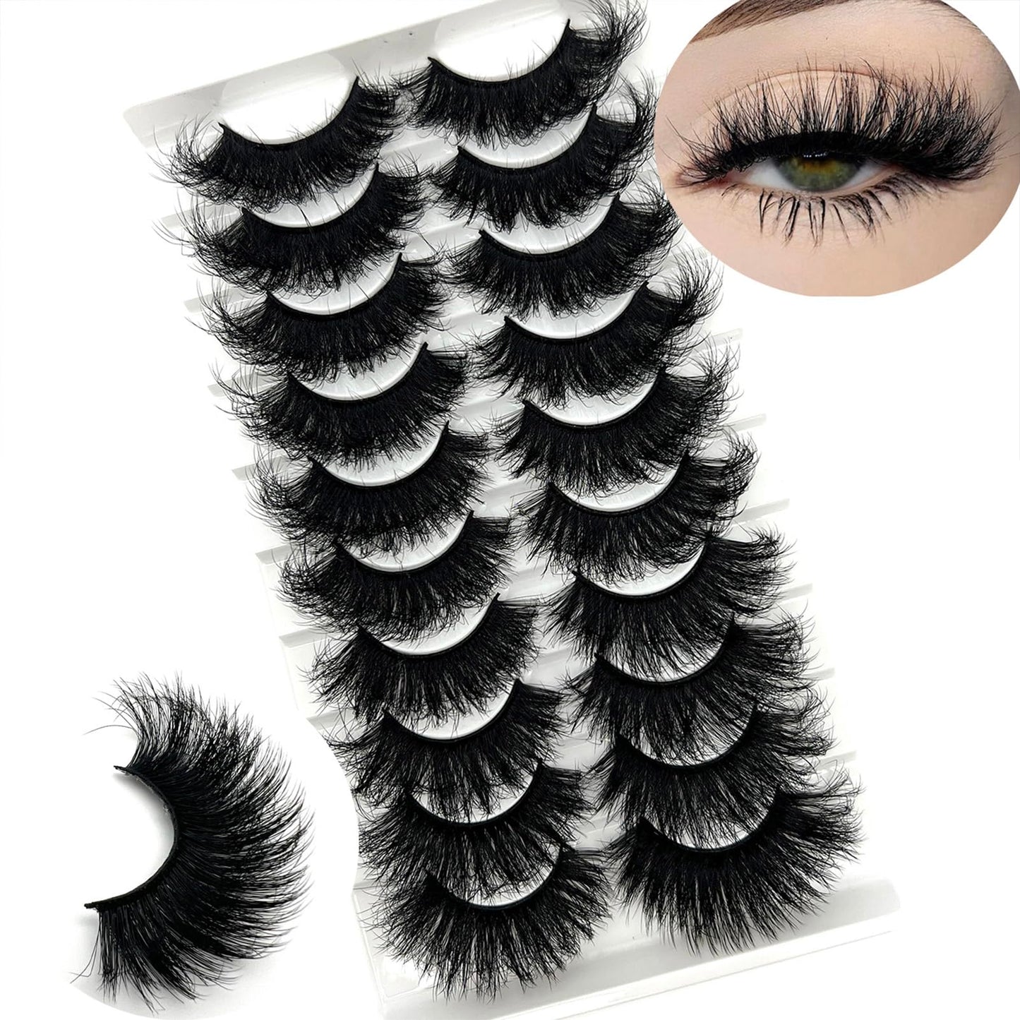 Mink Lashes Fluffy Big Dramatic Thick False Eyelashes, Soft 20mm Volume 3D Faux Mink, 20 Pairs Eyelashes Pack, 25mm Full Strip Lashes That Look Like Extensions