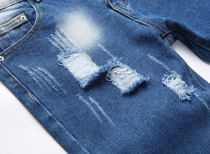 Boy's Ripped Jeans Stacked Skinny Fit Destroyed Distressed Fashion Comfy Denim Jeans Pants