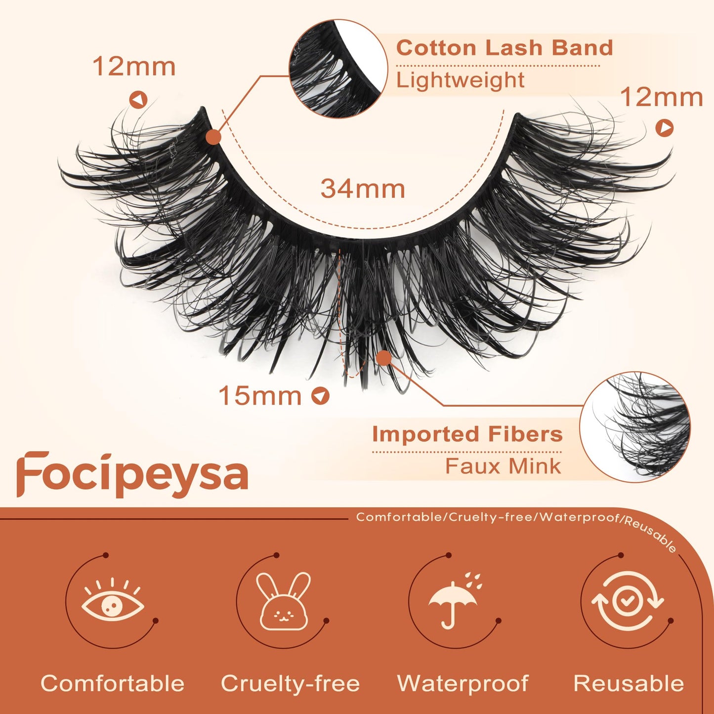Mink Lashes Full Volume False Eyelashes 18mm Dramatic Faux Mink Eyelashes Natural Look Cat Eye Volume Eye Lashes Multipack by Focipeysa