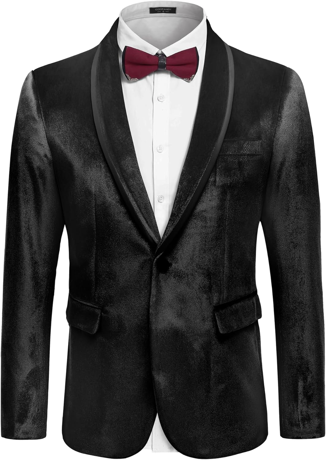 COOFANDY Men's Velvet Tuxedo Floral Blazer Jacket One Button Shawl Lapel Suit Jacket for Dinner Prom Party Wedding