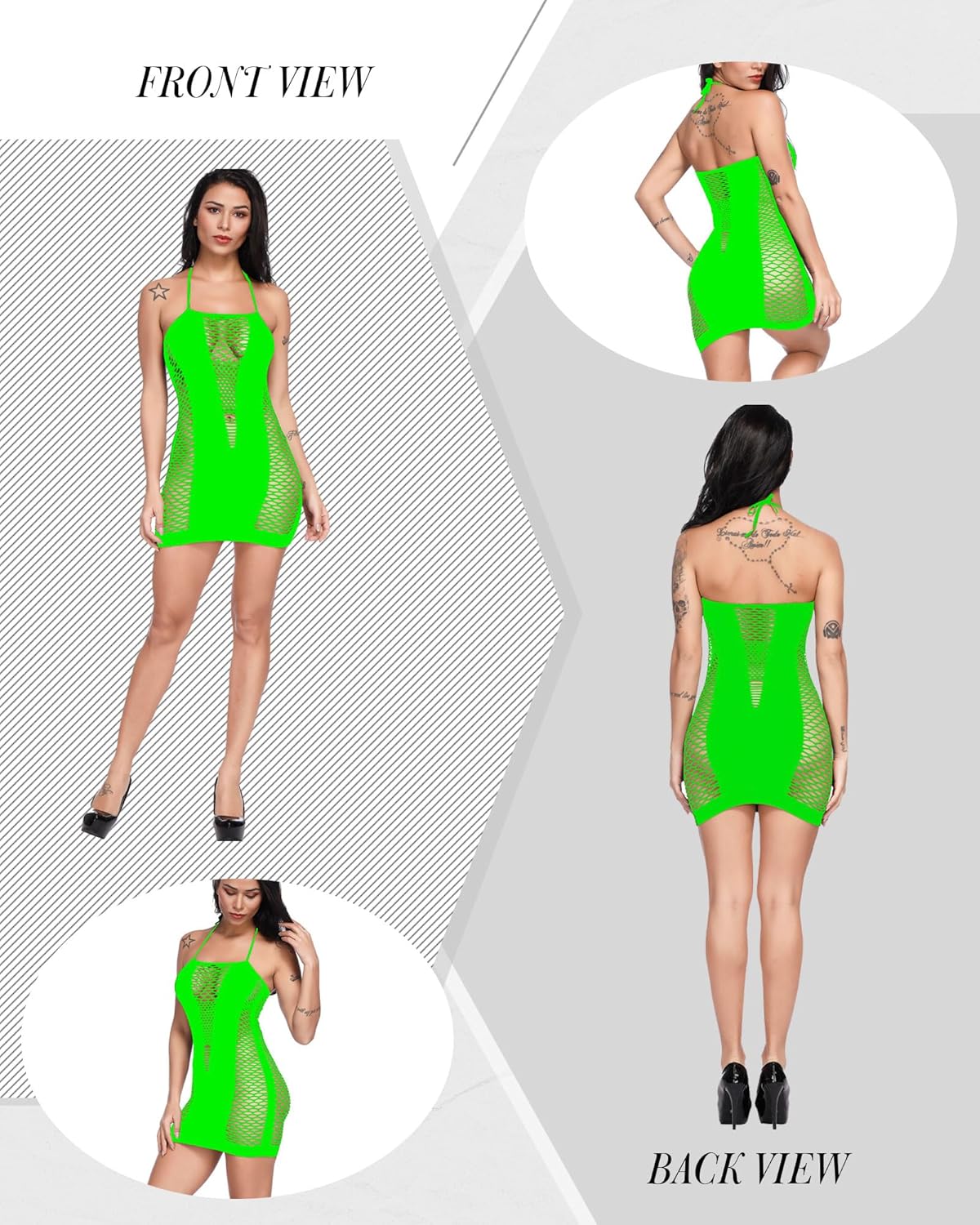 12 Pcs Women's Fishnet Mesh Bodysuit Cover-up Dress, Sheer Lace Beachwear, Club Wear, Party Outfit