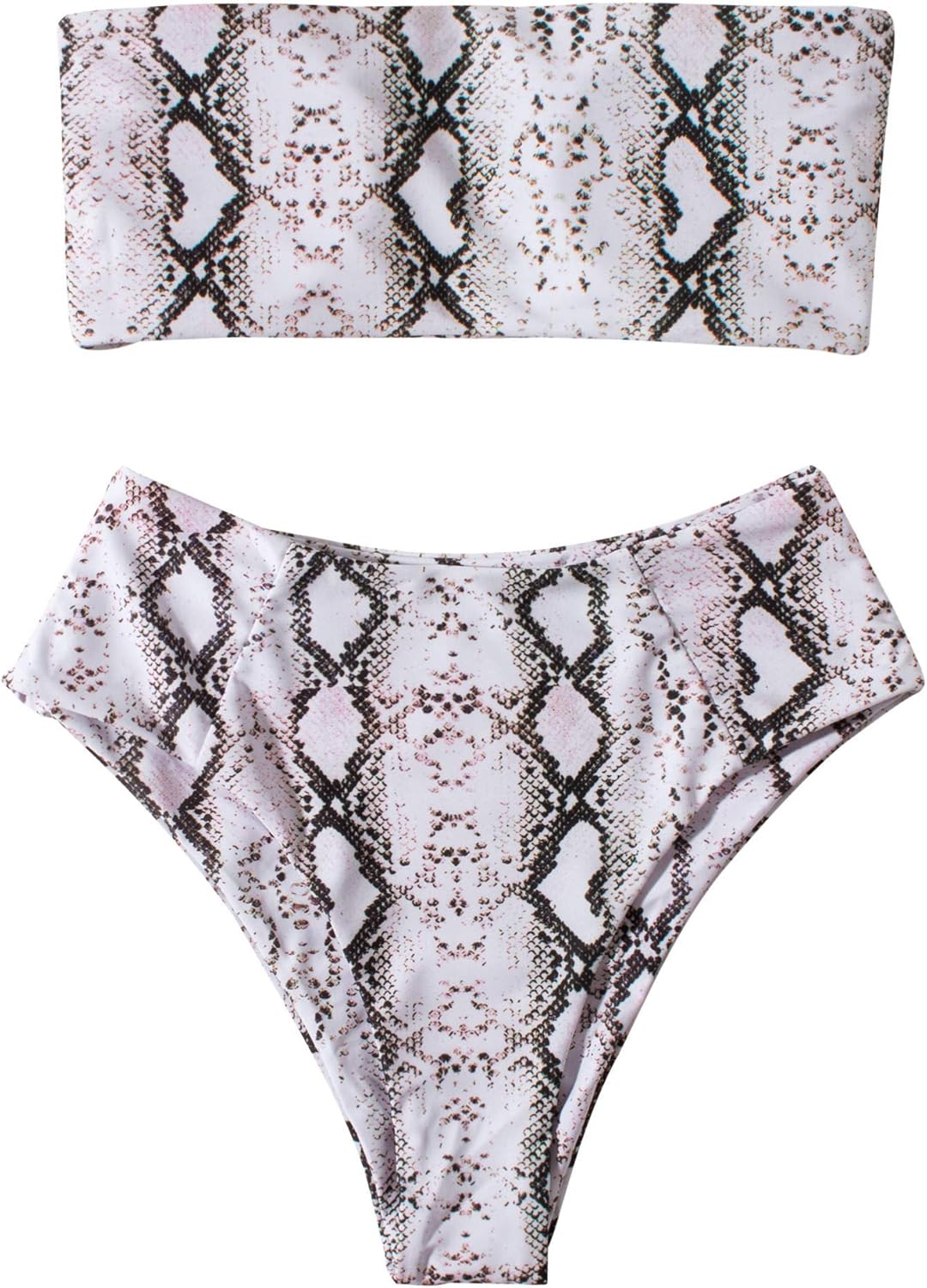 OMKAGI Women Bandeau Bikini Swimsuits Cheeky Off Shoulder Bathing Suit