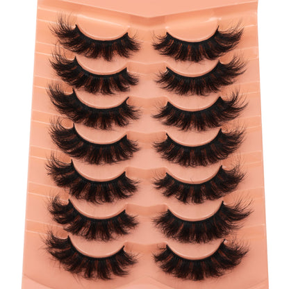 Mink Lashes Fluff False Eyelashes 20-22mm Dramatic Full Wispy Eye Lashes 8D Volume Curly Fake Eyelashes 7 Pairs Faux Mink Lashes Multipack by TOOCHUNAG