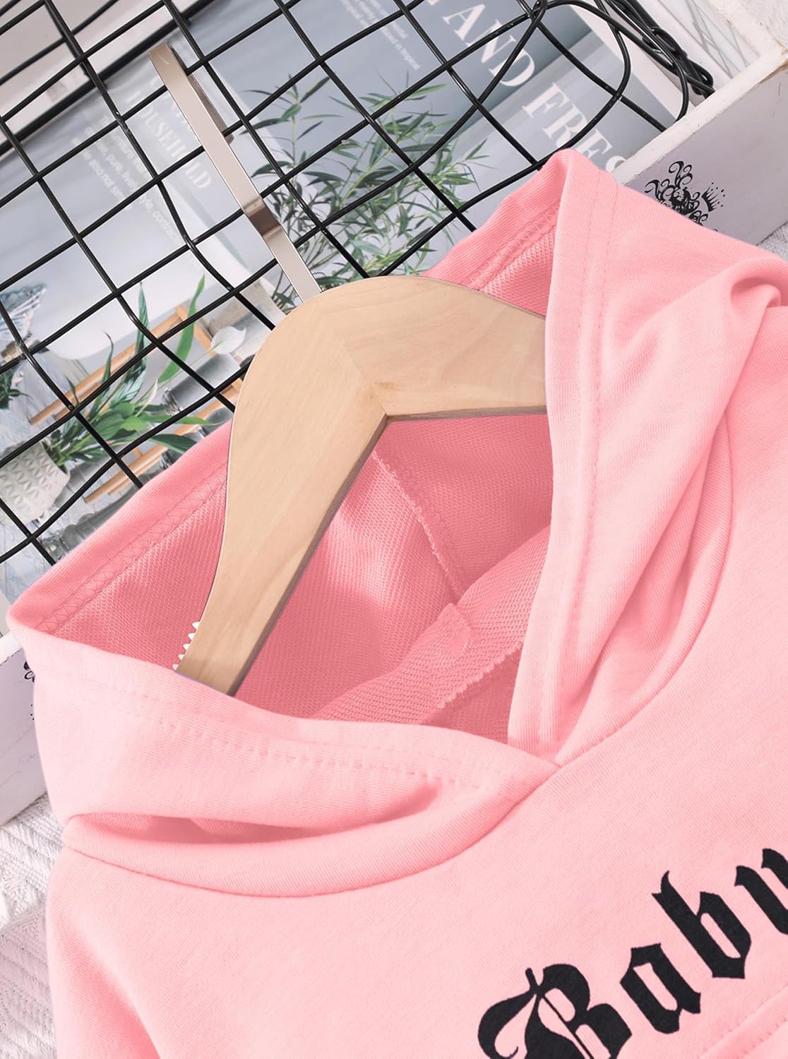 Hilinker Girls Graphic 3 Piece Outfits Workout Crop Hoodie Ribbed Tank and Sweatpants Set