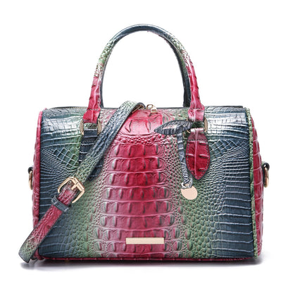 Top-Handle Crocodile Purses For Women Crossbody Leather Bags Trendy Large Capacity Tote with Shoulder Strap