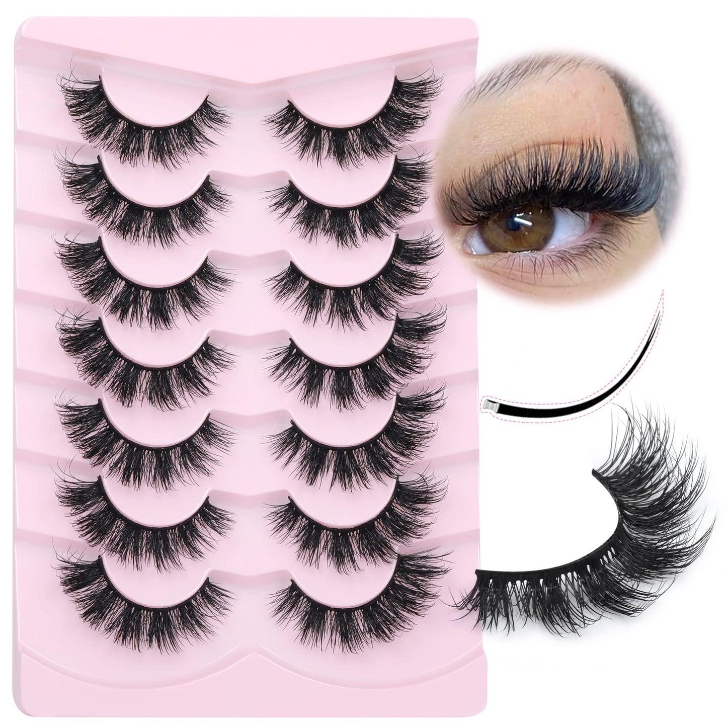 Mink Lashes Full Volume False Eyelashes 18mm Dramatic Faux Mink Eyelashes Natural Look Cat Eye Volume Eye Lashes Multipack by Focipeysa