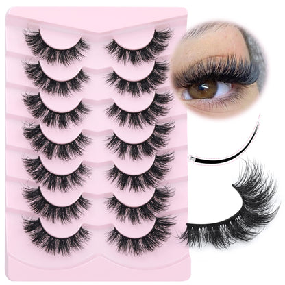 Mink Lashes Full Volume False Eyelashes 18mm Dramatic Faux Mink Eyelashes Natural Look Cat Eye Volume Eye Lashes Multipack by Focipeysa