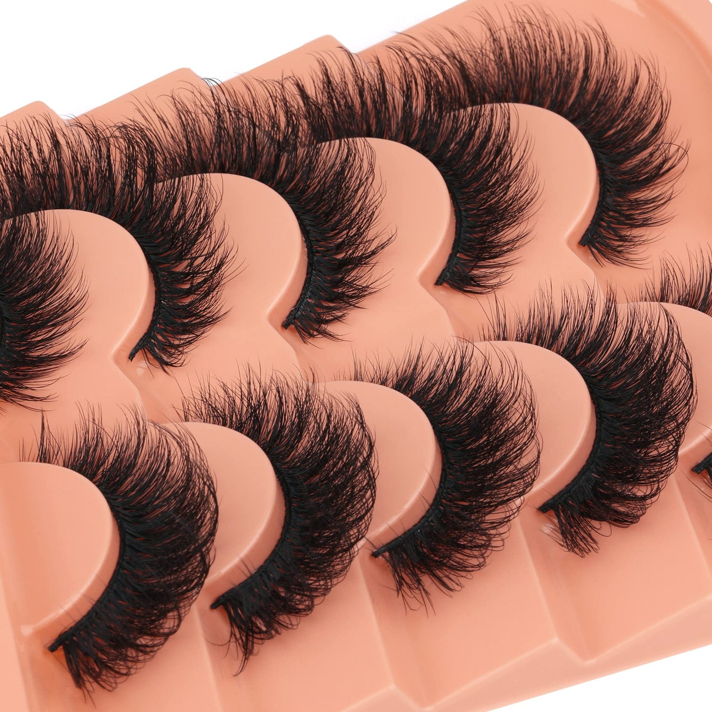 Mink Lashes Fluff False Eyelashes 20-22mm Dramatic Full Wispy Eye Lashes 8D Volume Curly Fake Eyelashes 7 Pairs Faux Mink Lashes Multipack by TOOCHUNAG