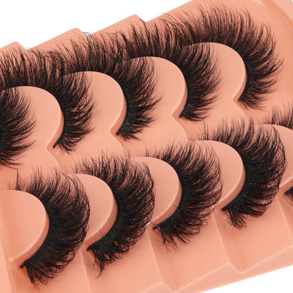 Mink Lashes Fluff False Eyelashes 20-22mm Dramatic Full Wispy Eye Lashes 8D Volume Curly Fake Eyelashes 7 Pairs Faux Mink Lashes Multipack by TOOCHUNAG