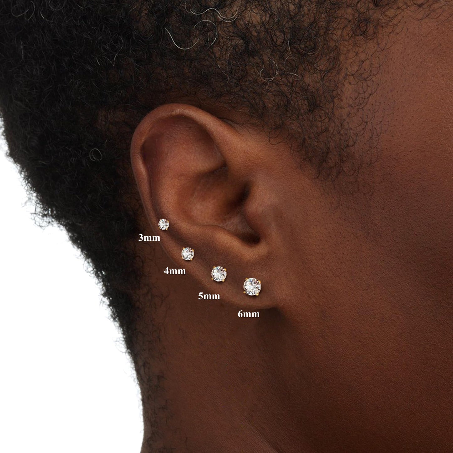 MILACOLATO Cubic Zirconia Stud Earrings for Women Men | 18K Gold Plated Hypoallergenic Sterling Silver Post Earrings | Big Brilliant Simulated Diamond CZ Halo Stud Earrings for Sensitive Ears