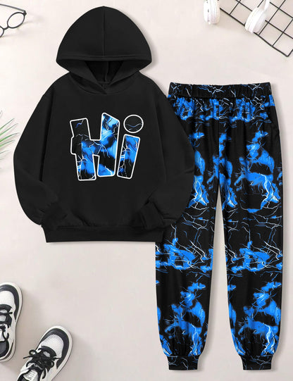 Boys Clothes Camo Boys Outfits Letter Printing Pullover Hoodie and Pants 2Pcs Winter Kids Clothes Boys for 7-14 Years