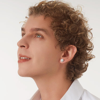 Moissanite Stud Earrings, VVSI Quality D Color Round Cut, Lab Created 925 Sterling Silver with 18K White Gold Plated, Double Halo Design – Idea Gift for Women Men