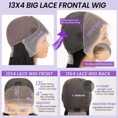 613 13x6 Lace Front Wig Human Hair 30 Inch Body Wave Blonde Wig, 200% Density Pre Plucked Blonde HD Lace Frontal Wig for Black Women