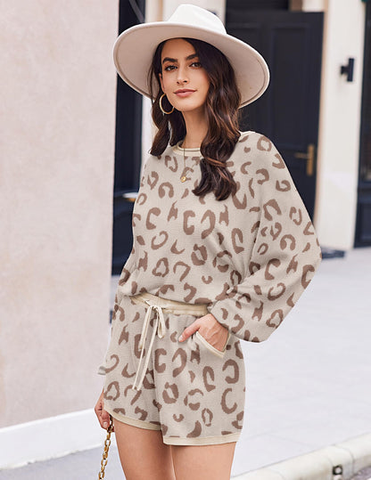 Ekouaer Knit Pajamas Set for Women Lounge Wear Sets Long Sleeve Sweatsuit Matching 2 Piece Outfits Casual Sweater Sets S-XXL