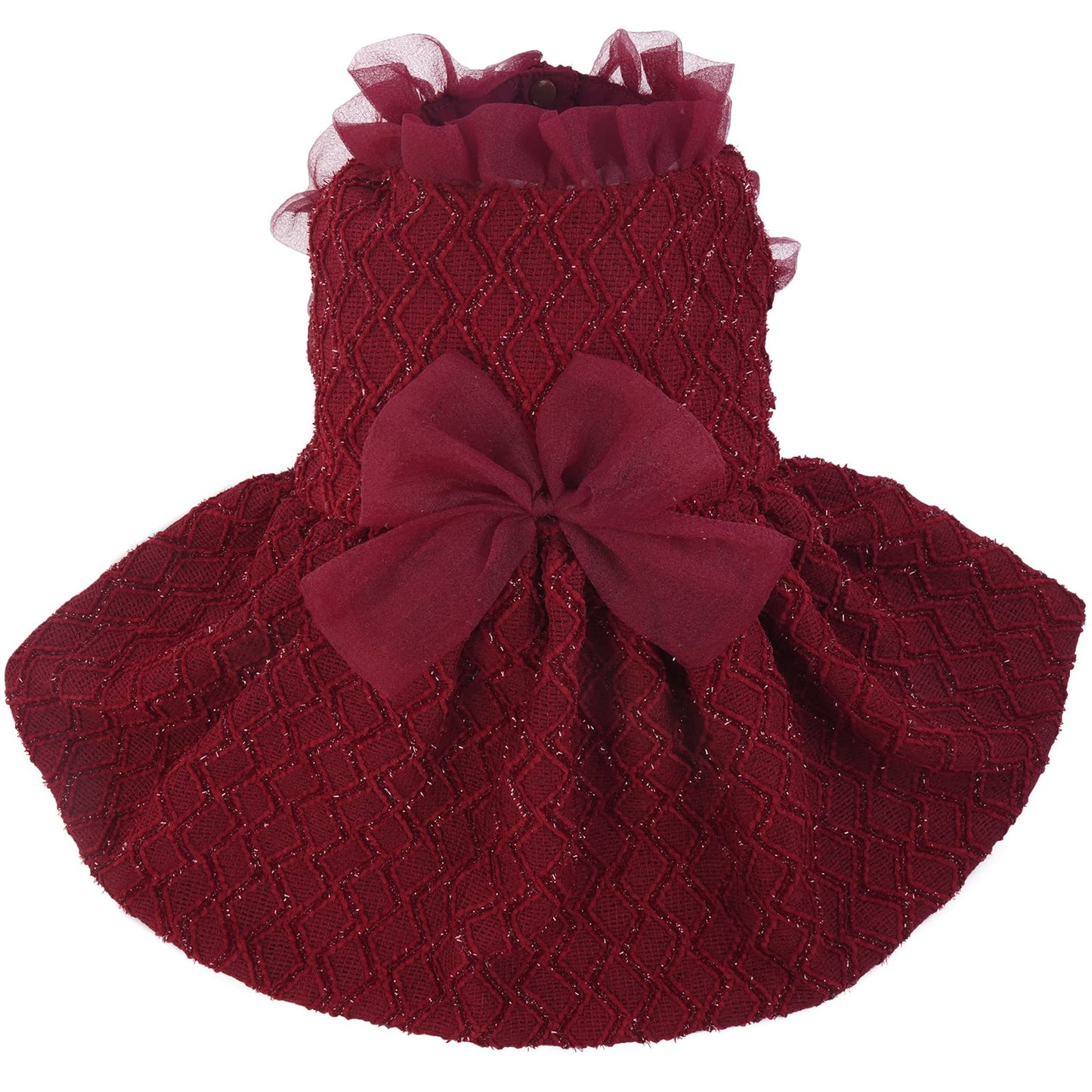 Kuoser Dog Dress, Cute Dog Dresses for Small Dogs Girl Elegant Puppy Tutu with Bow-Knot, Doggie Princess Costume Pet Outfit for Birthday Party Christmas Halloween Wedding, Red XS