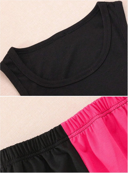 Hilinker Girls Graphic 3 Piece Outfits Workout Crop Hoodie Ribbed Tank and Sweatpants Set