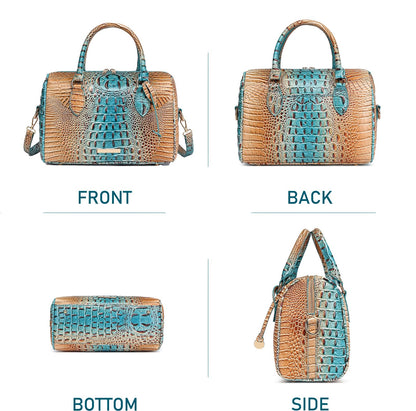 Top-Handle Crocodile Purses For Women Crossbody Leather Bags Trendy Large Capacity Tote with Shoulder Strap