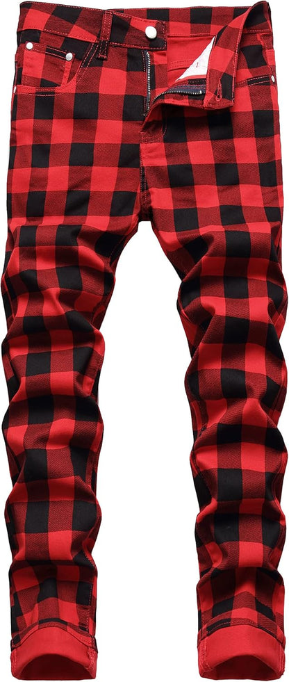 Baylvn Men's Casual Printed Slim Fit Jeans Skinny Denim Pants