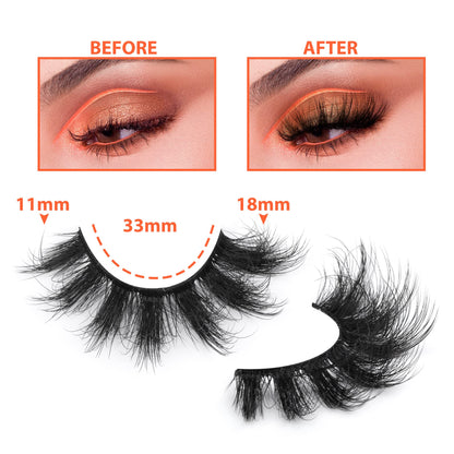 Mink Lashes Fluff False Eyelashes 20-22mm Dramatic Full Wispy Eye Lashes 8D Volume Curly Fake Eyelashes 7 Pairs Faux Mink Lashes Multipack by TOOCHUNAG