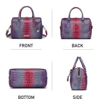 Top-Handle Crocodile Purses For Women Crossbody Leather Bags Trendy Large Capacity Tote with Shoulder Strap