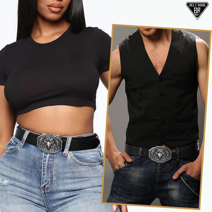 Cowboy Cowgirl Belts for Women Men Western Belts Punk Goth Belt PU Leather Belt With Western Buckle