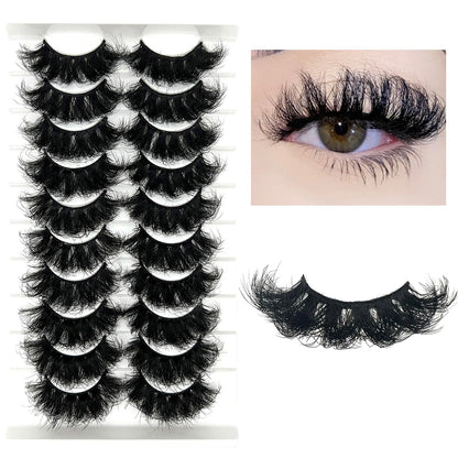 Mink Lashes Fluffy Big Dramatic Thick False Eyelashes, Soft 20mm Volume 3D Faux Mink, 20 Pairs Eyelashes Pack, 25mm Full Strip Lashes That Look Like Extensions
