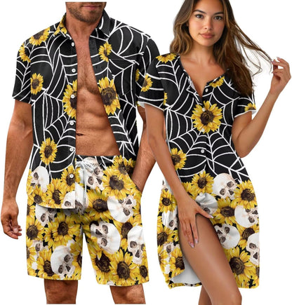 His and Her Pajamas for Couples Set Plus Size Button Down Pjs Nightgown Sleepwear Lounge Sets