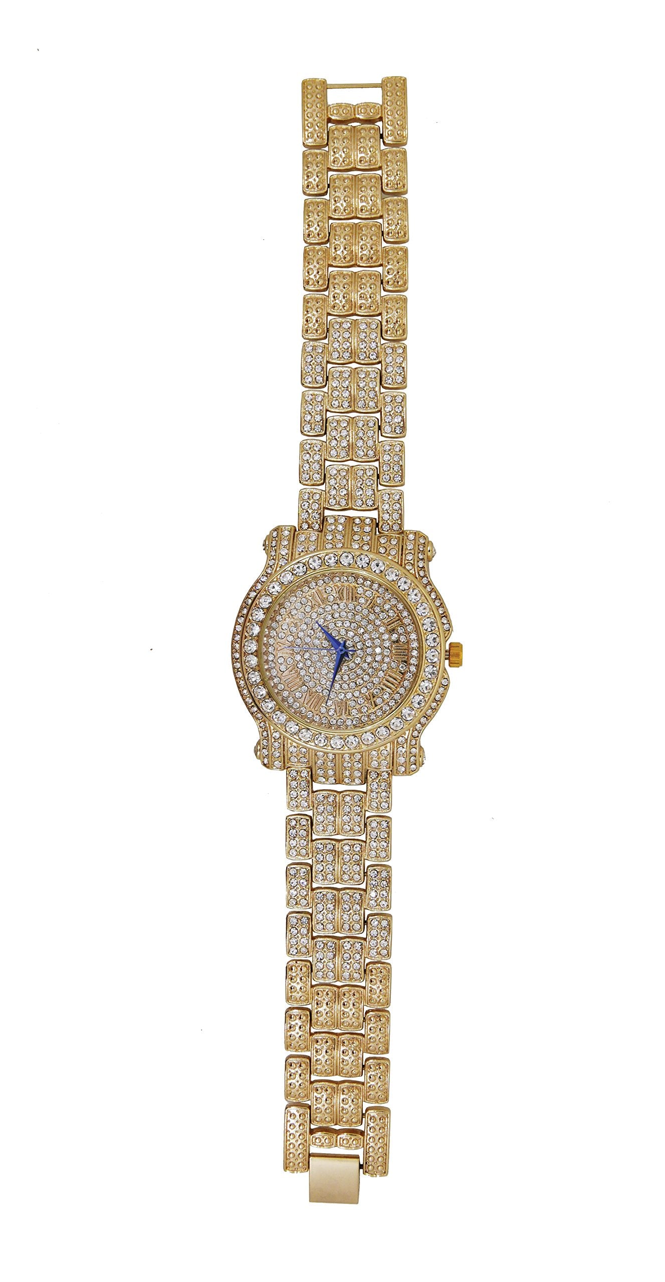 Charles Raymond Bling-ed Out Silver Round Luxury Mens Watch w/Bling-ed Out Bracelet - L0504B