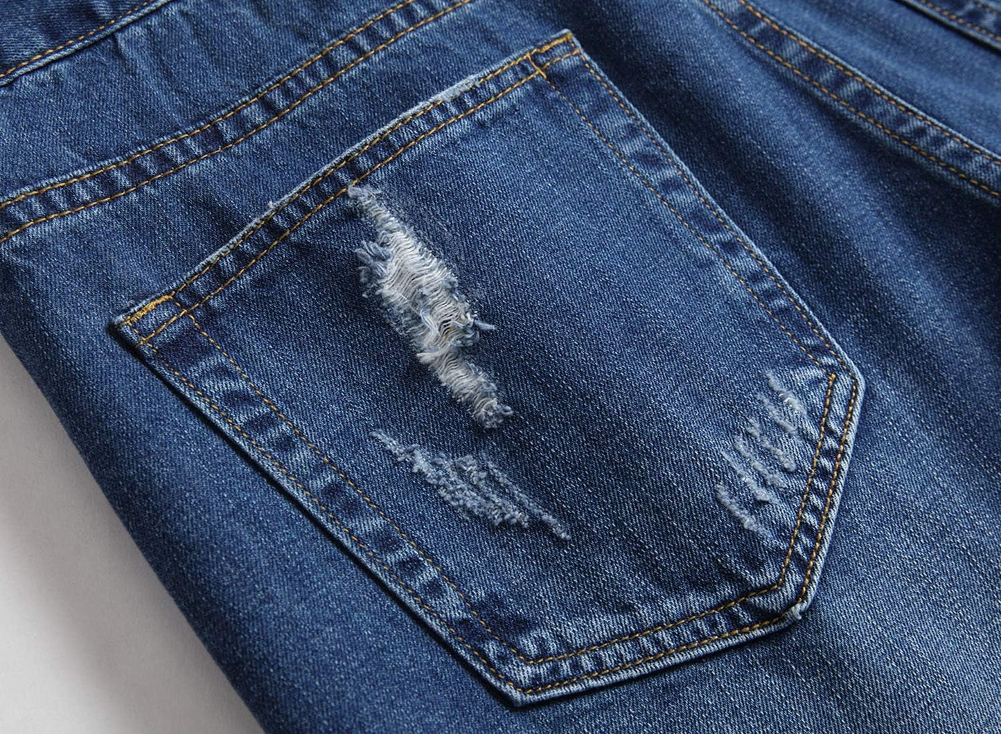 Baylvn Men's Casual Ripped Printed Denim Shorts Slim Fit Summer Beach Jeans Shorts