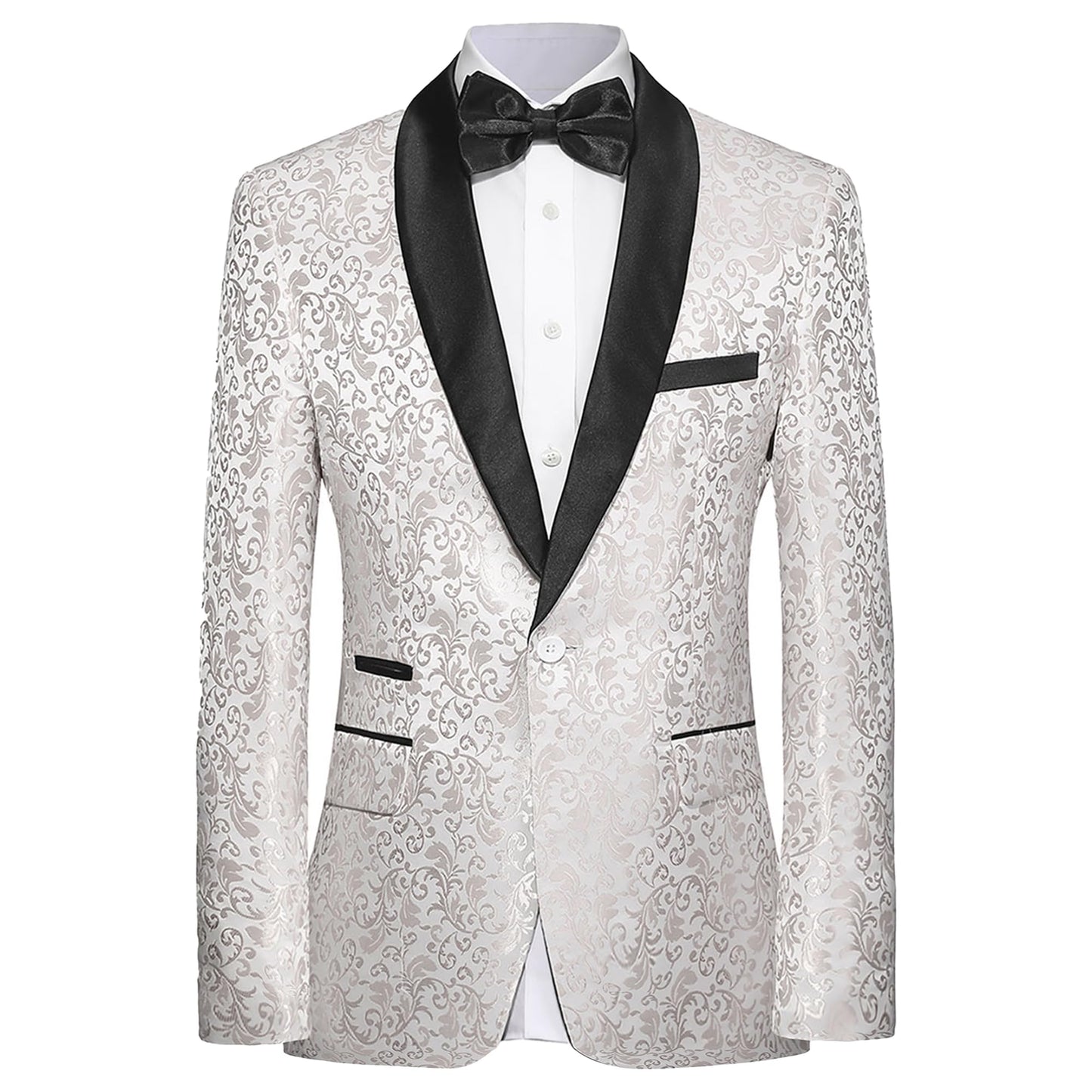 Men's Floral Dinner Party Prom Wedding Stylish Tuxedo Suits for Men One Button Dinner Jacket Pants Set