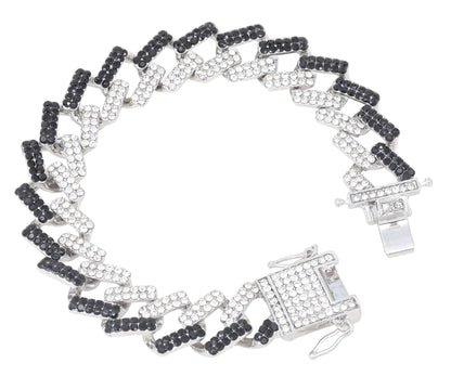 Charles Raymond Bling-ed Out Silver Round Luxury Mens Watch w/Bling-ed Out Bracelet - L0504B