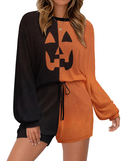 Ekouaer Knit Pajamas Set for Women Lounge Wear Sets Long Sleeve Sweatsuit Matching 2 Piece Outfits Casual Sweater Sets S-XXL