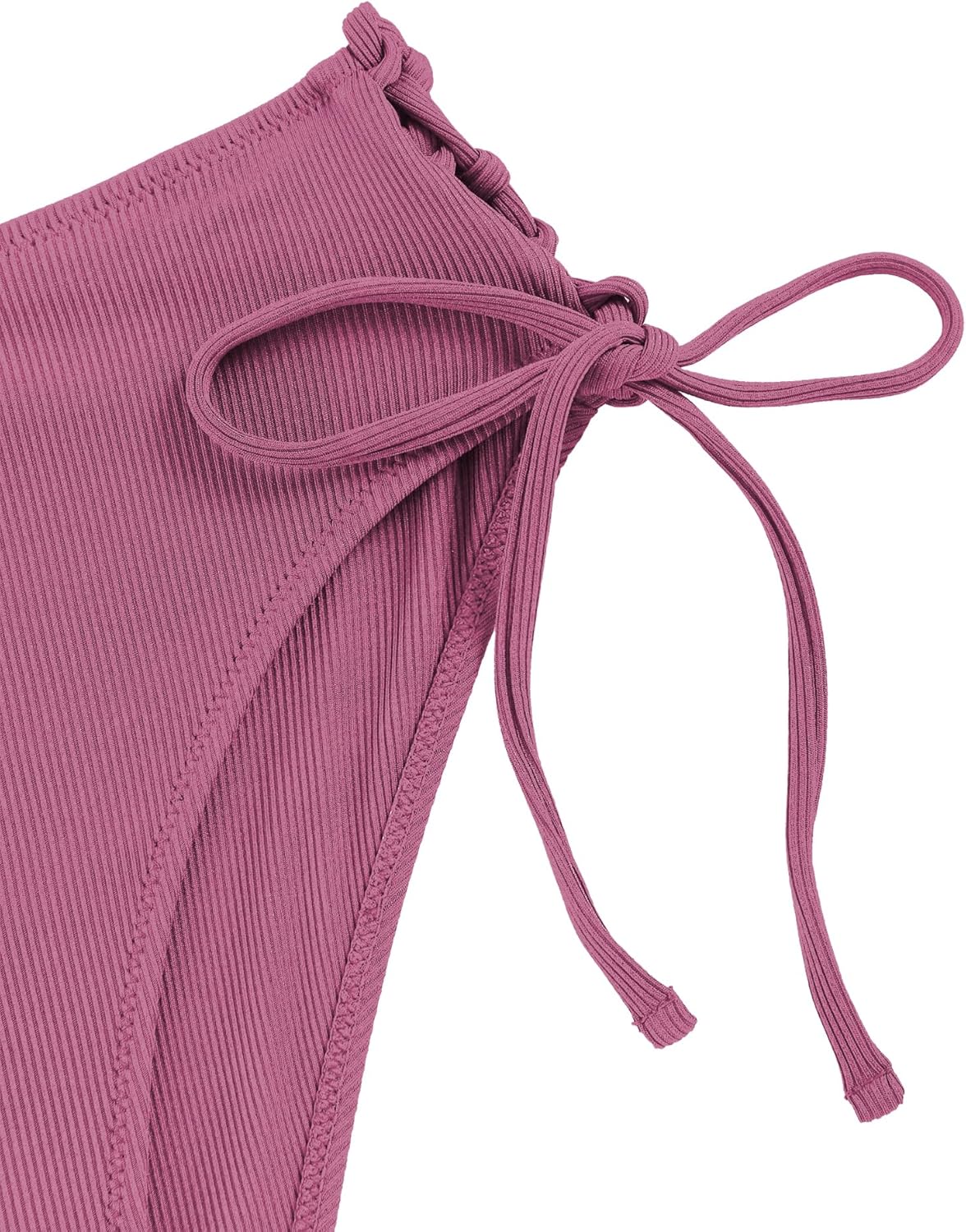 ZAFUL Women V Neck Bikini Set Ruched Tie Front High Waisted Floral Print Ribbed 2 Piece Bathing Suit Swimsuits